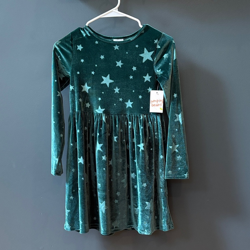 Jumping Beans Teal Starry Velvet Dress